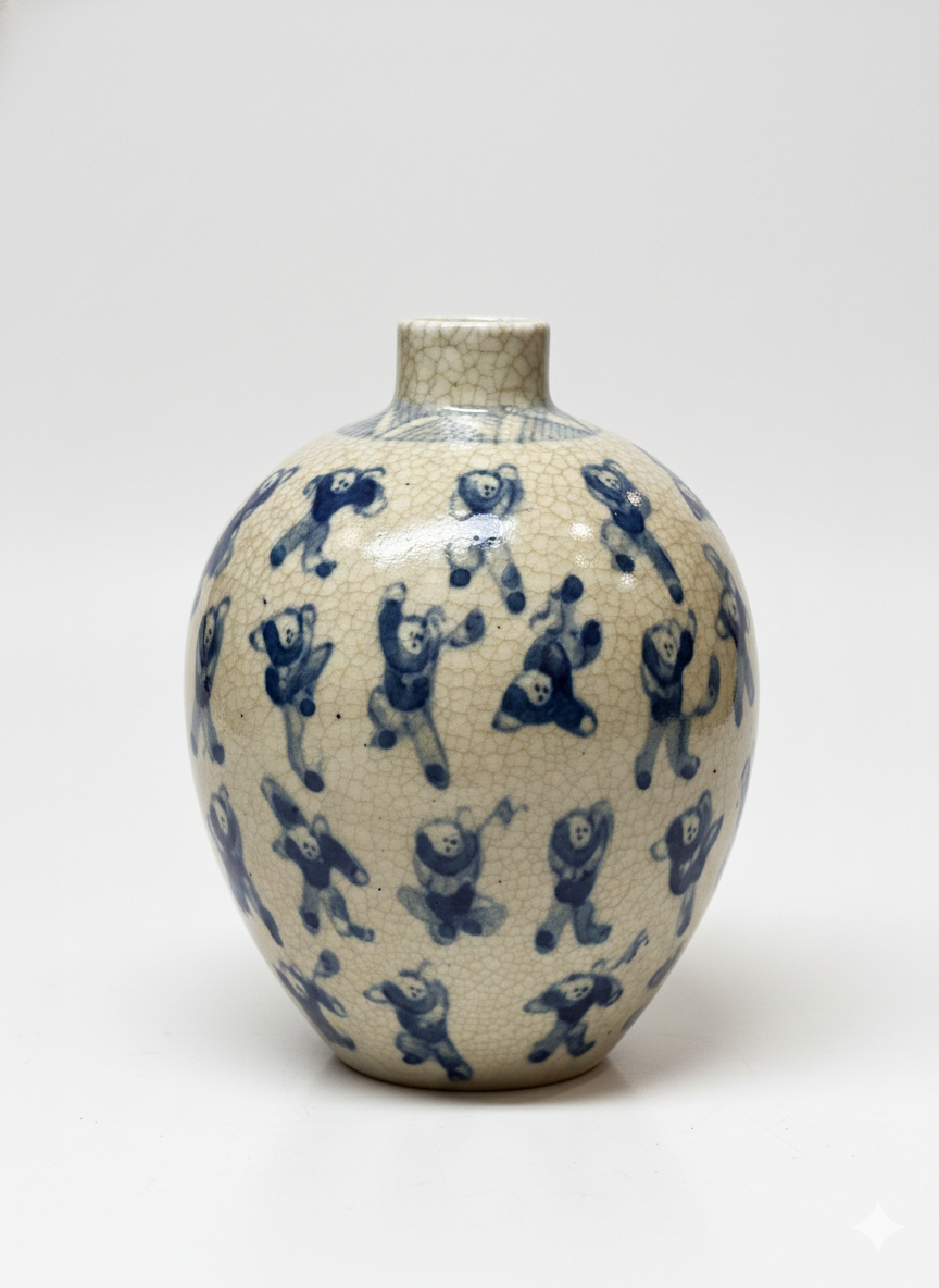 Lot 078 A GE-TYPE GLAZE AND BLUE AND WHITE 'BOYS AT PLAY' SNUFF BOTTLEMID-QING DYNASTY