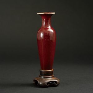Lot 077 A COPPER-RED GLAZED 'WILLOW-LEAF' VASE
QING DYNASTY
红釉柳叶瓶
清代